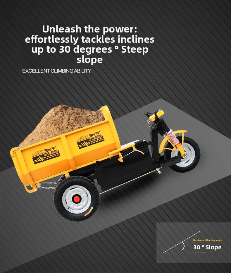 LMM هندسة البناء دراجة ثلاثية العجلات الكهربائية عربة تفريغ تفريغ موقع دلو الرماد شاحنة #5
