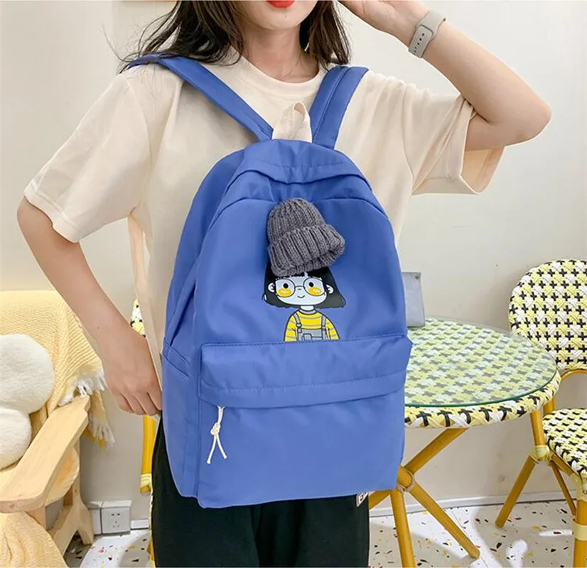 Fashion Shoulder Strap School Bag Student School Bag Children\'s Girl Sweet And Cute Lightweight solid Color Casual Backpack