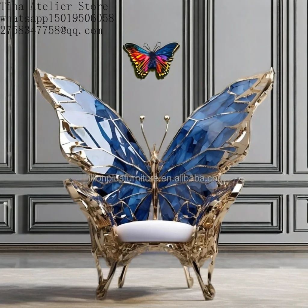 Modern High-End Lux=ry Butterfly Loun=ge Chair for Home Villa Living Room Dining Outdoor Bar Hotel with Accent Leisure Design
