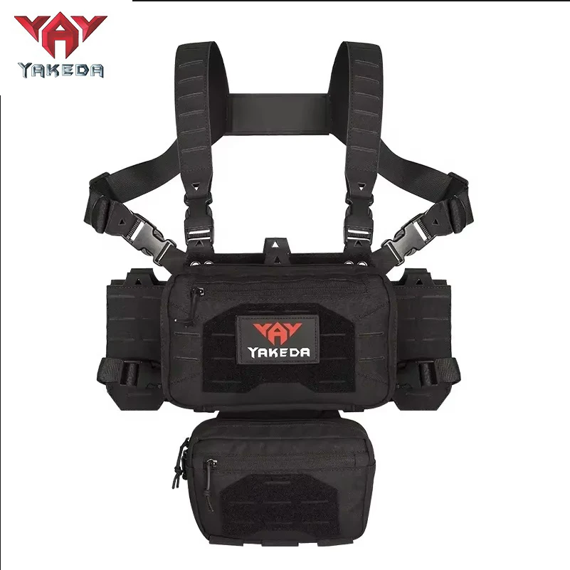 YAKEDA Tactical Chest Rig 1000D Laser-Cut Multifunctional Adjustable Tactical Outdoor Vest with Mag Pouches