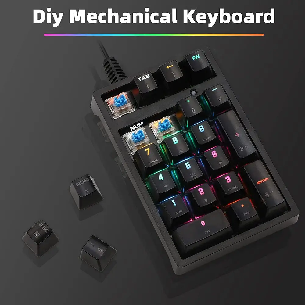 Laptop RGB Backlight 21 Keys Number Pad Numeric Keypad Accounting Keyboard Numpad