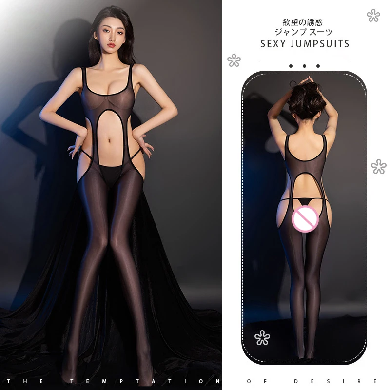 Cosplay Queen Erotic Bodysuit Sexy Ultra Thin Transparent Tights Elasticity Crotehless Body-Stocking Sex Porn Lingerie Jumpsuits