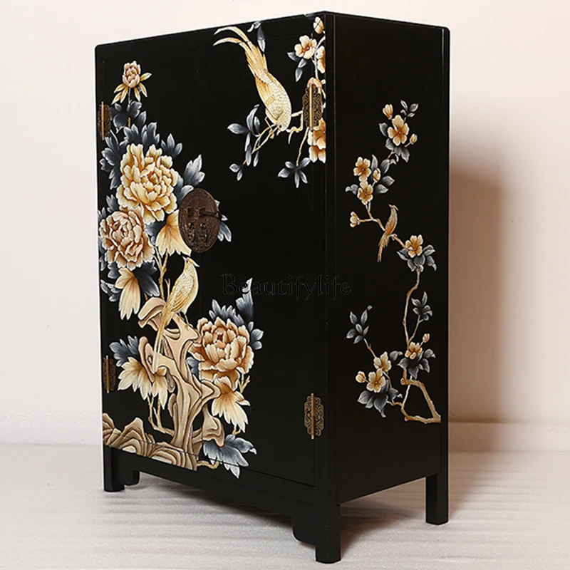 

New Chinese hand-painted lacquer shoe cabinet shoe cabinet foyer entrance side cabinet