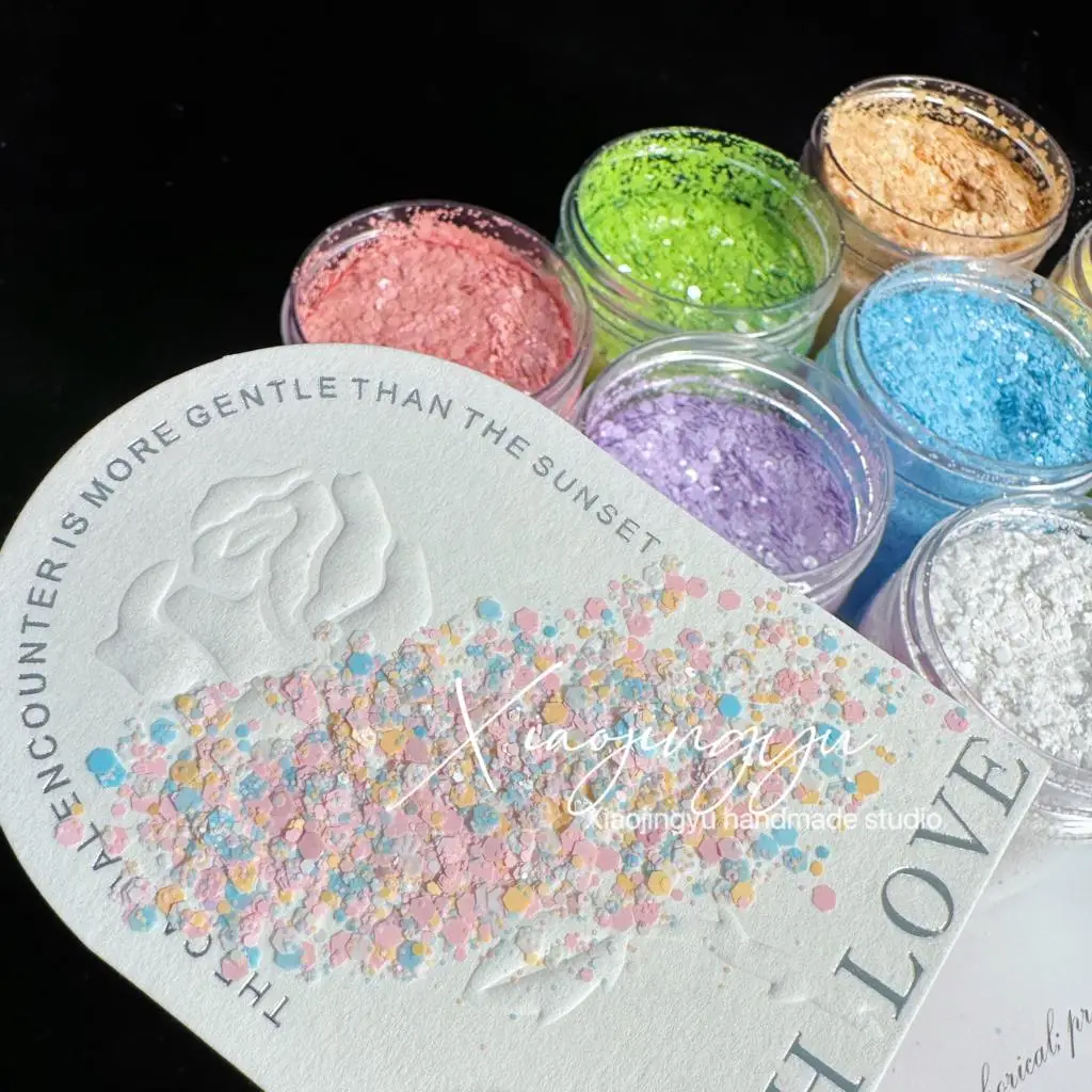 1.7oz Chunky Polyester Glitter Macaron Pastel Colored Chunky Hexagon Glitter (50G Bag) Solvent resistant Chunky Nail Art Glitter