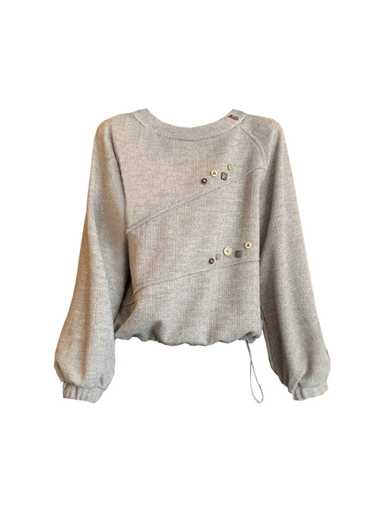 

Женская серая толстовка, винтажная эстетичная теплая толстая осенняя толстовка Harajuku Y2k 2000-х годов, толстовки с круглым вырезом, верхняя одежда больших размеров