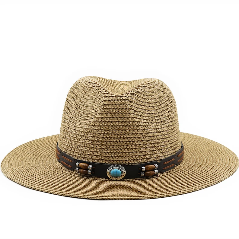 Duży rozmiar Panama Hats Lady Beach Rodzic-dziecko Szerokie rondo Słomkowy kapelusz Mężczyzna Letnia czapka przeciwsłoneczna Plus Size Fedora Hat 54cm 56-58cm 59-61cm