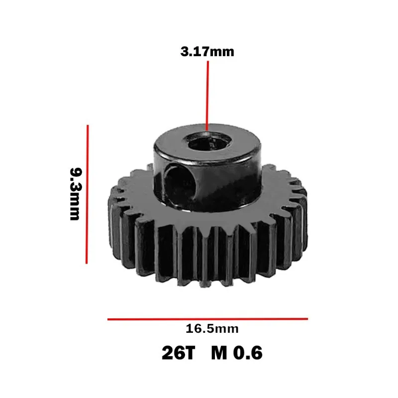 Per MJX 1/14 14301 14302 14303 14209 14210 14211 RC Auto telecomando parti metalliche base motore Denti motore in acciaio 26T