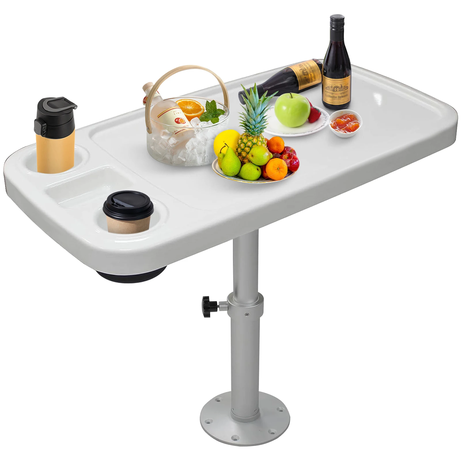 HWHONGRV Removable Boat Table 34X18 inch & Boat Table Pedestal Set 17.8‑27.2 inch Height Range