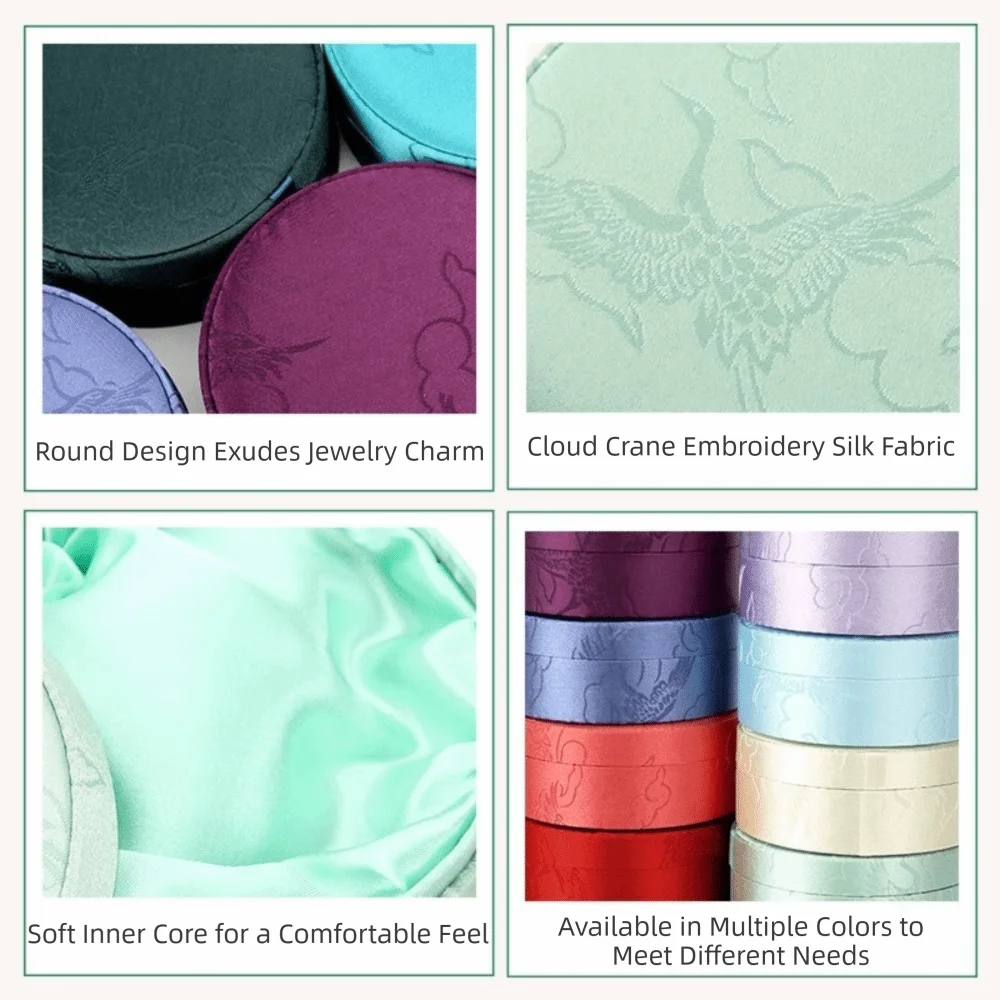 Soft Lined Embroidered Jewelry Box Satin Material Exquisite Embellished Brocade Jewelry Box Beaded Design Colorful Pattern