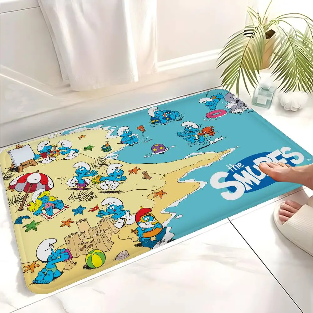 

Cartoon S-Smurfs Door Mat Washable Non-Slip Living Room Sofa Chairs Area Mat Kitchen Doormat Area Rug