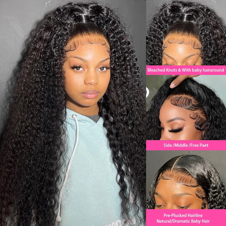 Deep Wave Lace Front Wigs Human Hair Pre Plucked 13x4 HD Curly Wig Human Hair 26 Inch Curly Lace Front Wig Human Hair