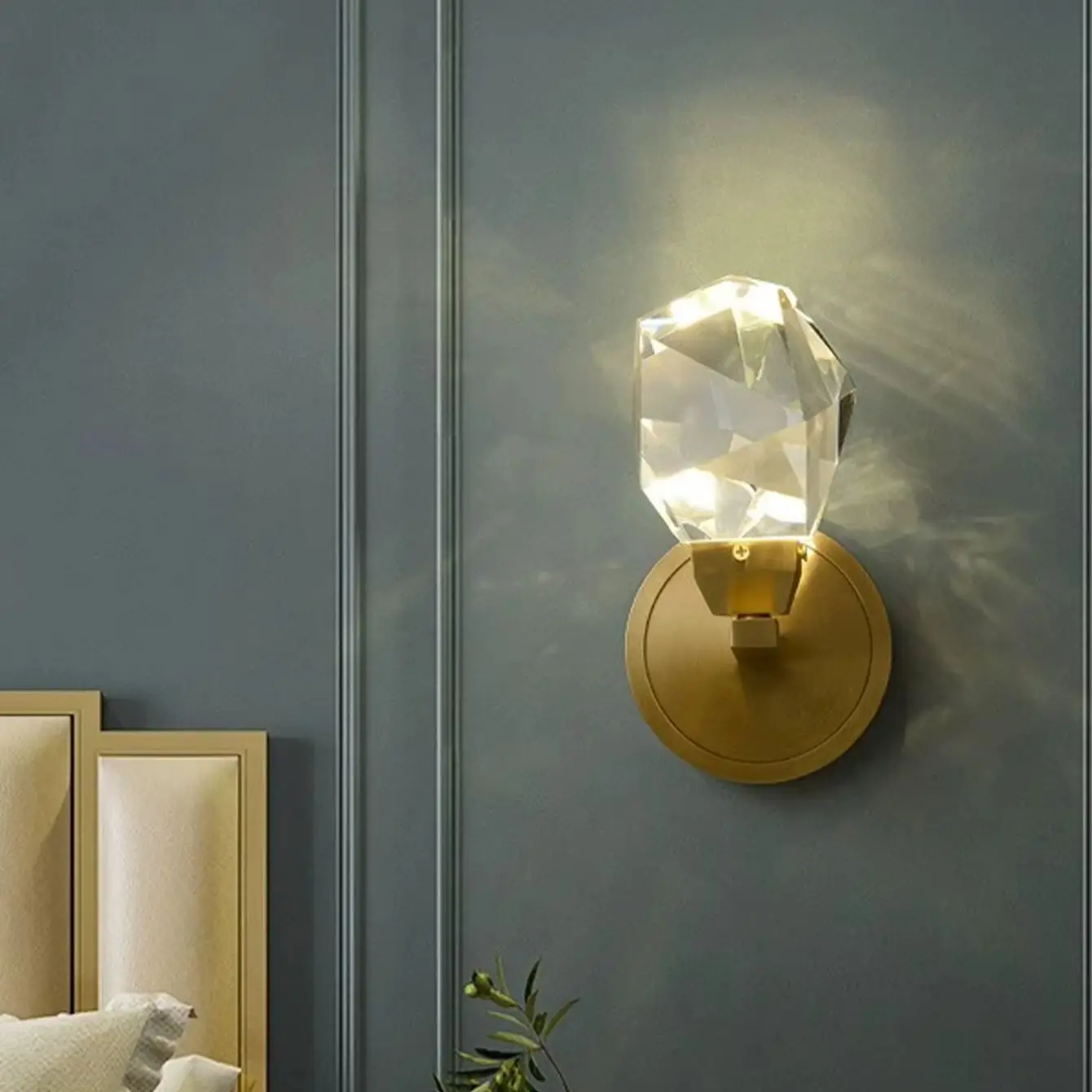 الذهب الحديثة LED كريستال الفاخرة الجدار الشمعدانات الخفيفة ، بريق غرفة نوم أباجورة ، المزاج ضوء الدرج غرفة الديكور تركيبات داخلية