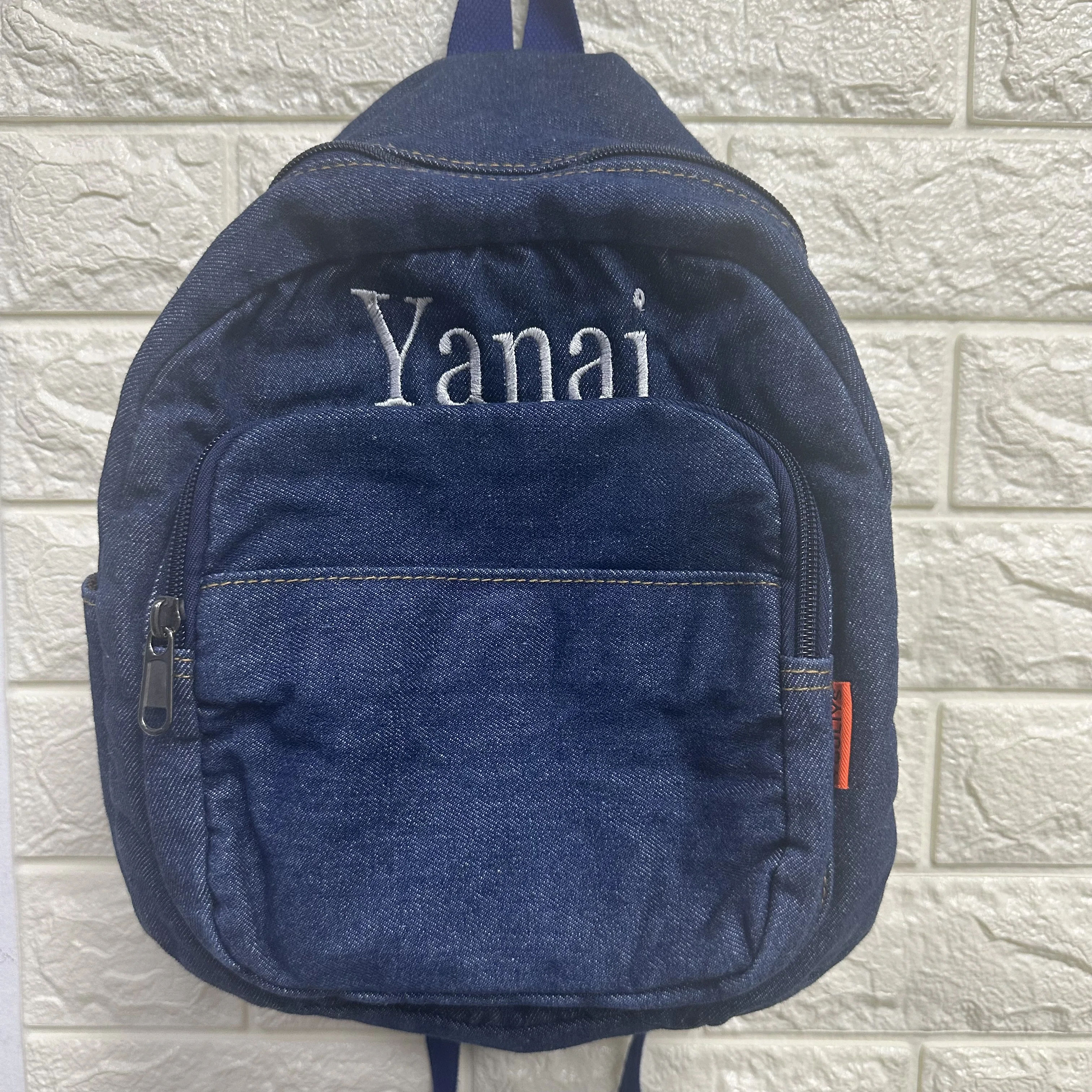 

Personalised Embroidery Denim Backpack,Jean Backpack for Women Daypack Jeans Student Rucksack Travel School Bookbag Shoulder Bag