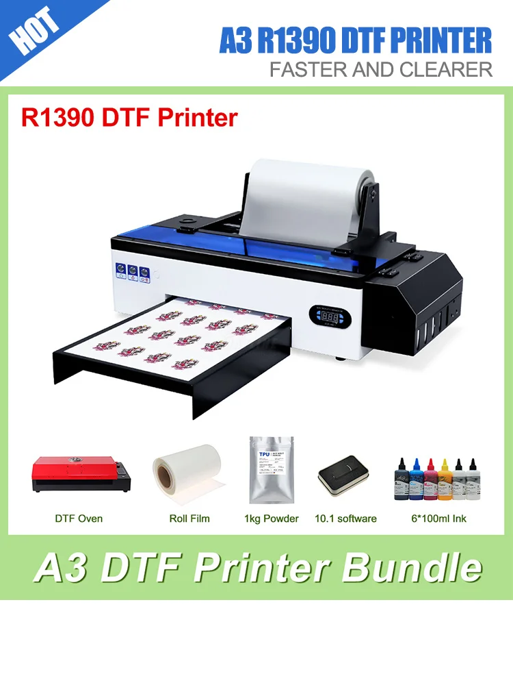 A3 DTF Printer L1800 R1390 Printhead Direct To Film DTF Printer A3 DTF Printer For Clothes T-shirt Impresora DTF A3