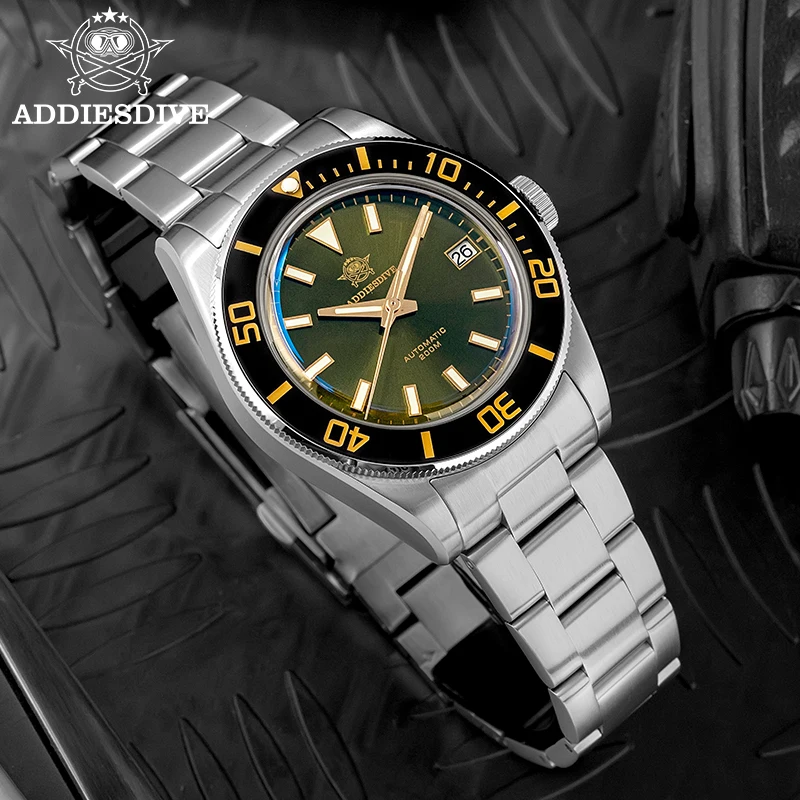

ADDIESDIVE New 39mm Diving Watch Men Sapphire Domed Glass Ceramic Bezel Luxury NH35 Automatic Watch Luminous 200m Waterproof