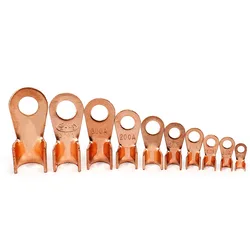 10/25Pcs 10 20 30 40 50 100 150 200A OT Terminal Connector Open Lug Splice Wire Copper O shape Circular Naked Cable