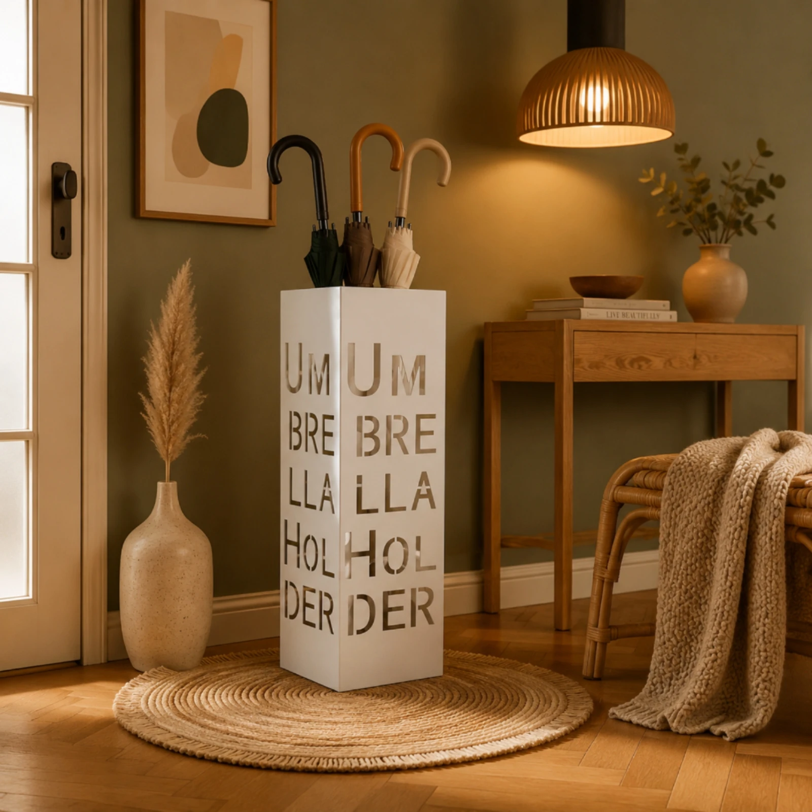 

Letter Cutout Umbrella Stand Easy to Clean Metal Umbrella Holder Stable Wobblewithout Wobble Base Modern Black Finish