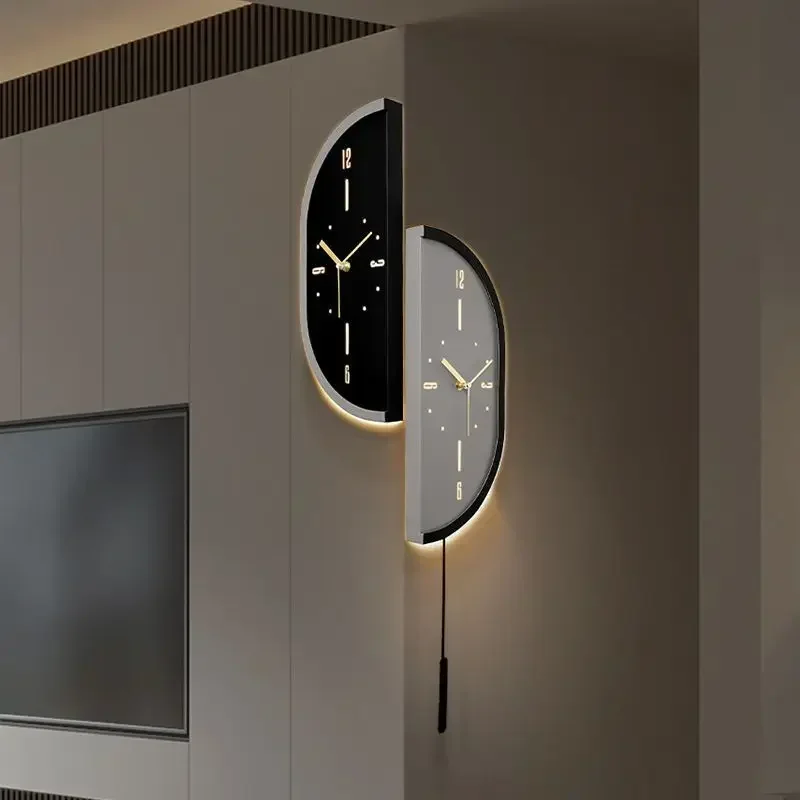 Corner Wall Clock Living Room Clock Wall Mounted Silent Display Wall Clock Modern Design Home Decor on Sale