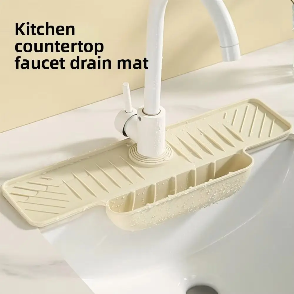 

Quick Dry Faucet Splash Pad Non Slip Slope Design Sink Draining Tray Cuttable Foldable Silicone Water-draining Mat