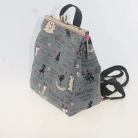 Lost In Vintage Large Size Puss in Boots Print Kiss Lock Convertible Backpack or Crossbody or Shoulder-bag with Metal 23x10x20cm