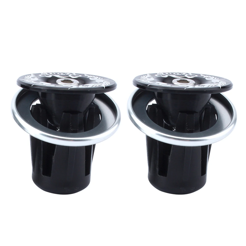 

Pair of Bike Handlebar End Plugs Aluminum Alloy Bar End Caps for Mountain Bike Road Bike Bike(Black Caps and Silver R