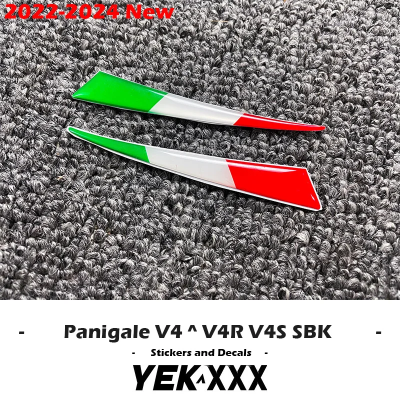 For Ducati Supersport Panigale V4 V4S V4R SBK 2022 2023 2024 Italian Tricolor Flags for Wings 3D Winglet Flank Sticker Decal