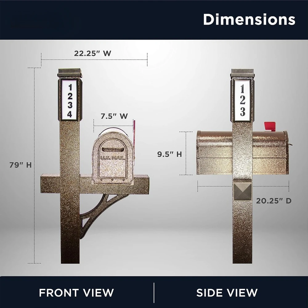 Mailbox with Solar Address Light, Illuminated House Numbers for Easy Navigation, Decorative Mailbox with Magnetic Door Latch