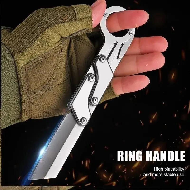1pc, Multifunctional Folding Knife, Stainless Steel Pocket Knife, Creative Deformation Knife, Outdoor Survival Knife
