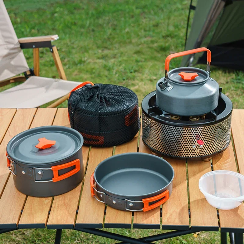 

Portable Picnic Cookware Set Stainless Steel High-Power Stove Windproof Gas Barbecue Six-Star Card Type