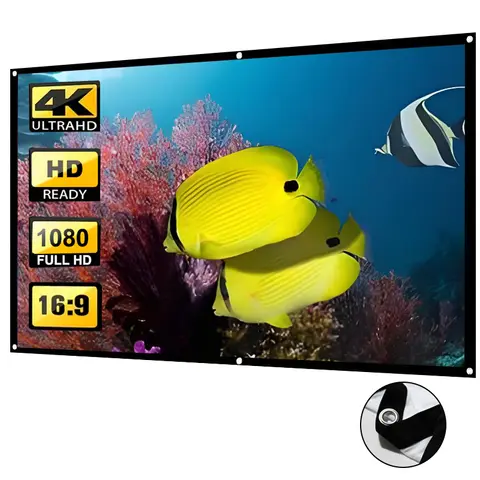 72 inch projection screen. High definition projector adaptation. Suitable for both indoor and outdoor use. Easy to install.