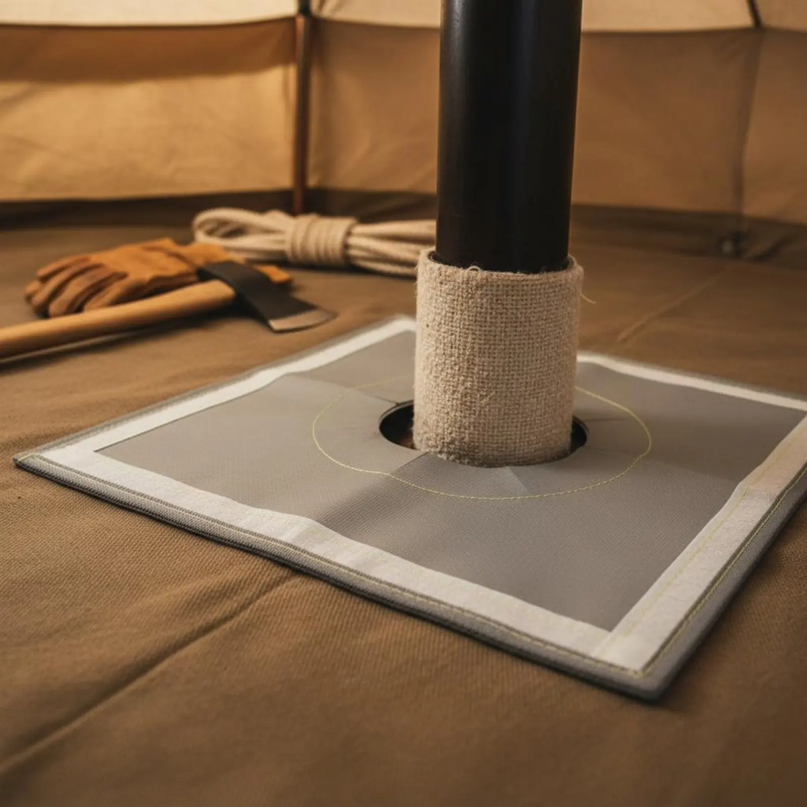 Compuerta para Chimenea de Tienda de Campaña, Retardante de Llama, de Fibra de Vidrio, para Calentador, Equipo de Camping, Ignífuga para Cabaña