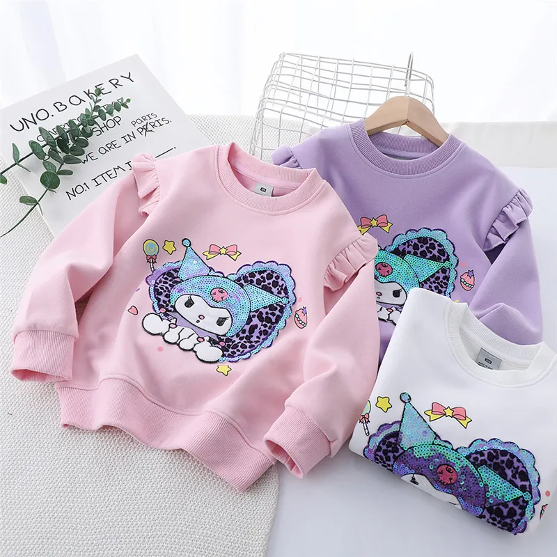 2024 Sanrio Girls Hoodie Kawaii Kuromi Anime Autumn Children Clothes Cartoon Cute Babys Top Crewneck Jumper Tide Gift for Kids