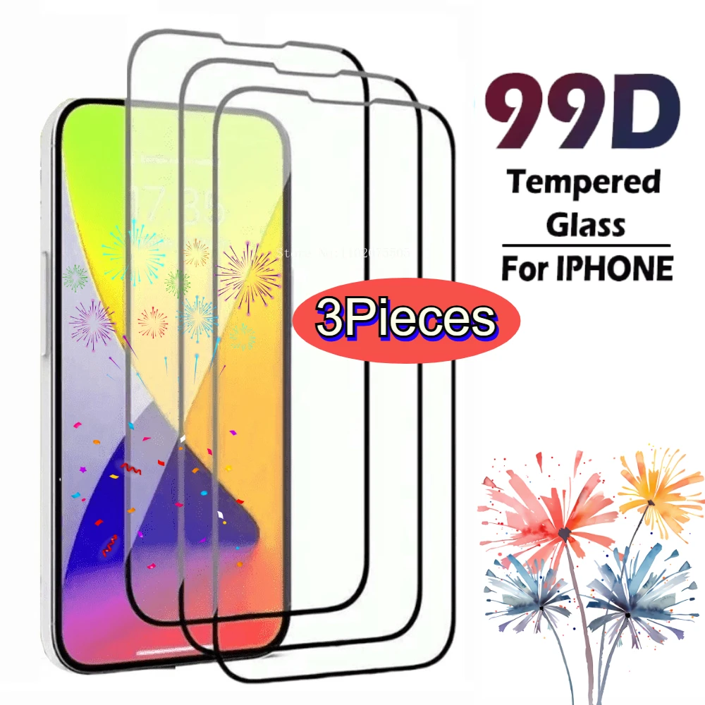 

3Pcs High-Definition Glass for iPhone 15 Pro Max 16e 16 Plus 16 ProMax Screen Protector 11 Pro Max 8 7 6 Plus 13 14 15 16 17 Pro