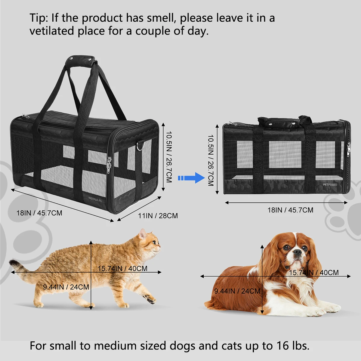 TSA Airline Approved Pet Carrier for Small to Medium Cats And Dogs up to 16 Lbs. Cat And Dog Carrier with Comfort Features
