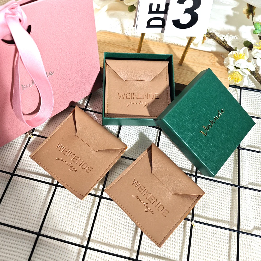 

Jewelry Bag PU Leather Pouch Wedding Party Gift Packaging Bags Earrings Necklace Rings Keychina Storage Sack With Custom Logo