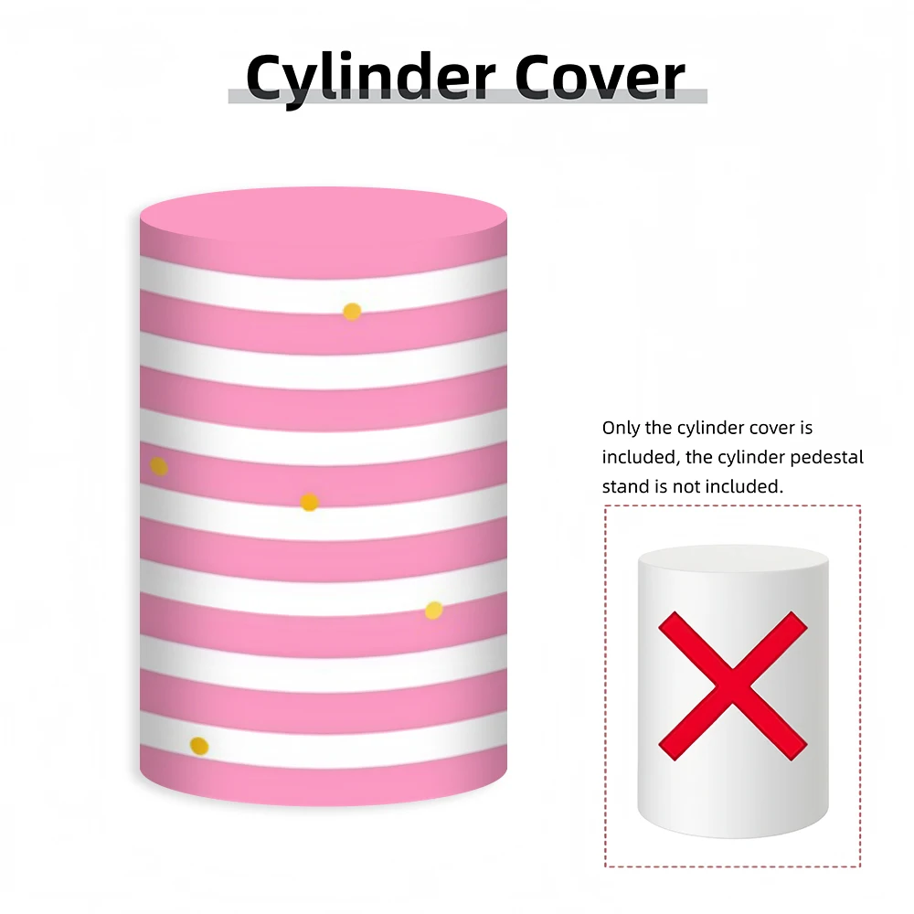 Yeele Custom Cylinder Cover Backdrop Pink Polka Dots Kid Birthday Party Plinth Cake Dessert Pedestal Background Decor Elastic
