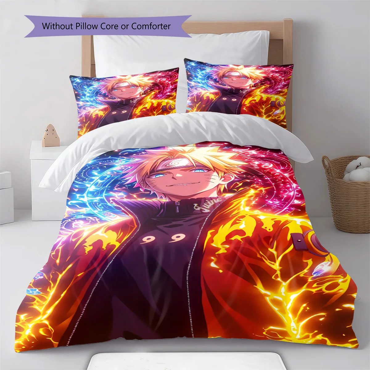 Naruto Sitting Pose Cute Anime Bedding Set Duvet Cover Polyester Soft Comforter Set -QJY