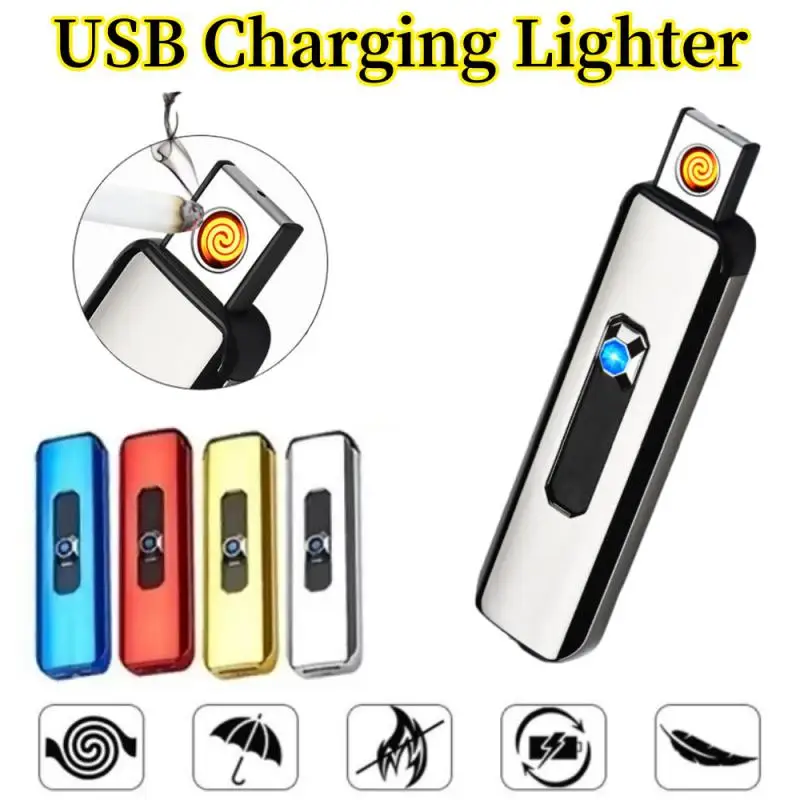 Double-sided Windproof Electric Touch Lighter Usb Rechargeable Metal Cigarette Lighter Flameless Smoking Cigarette Accessories