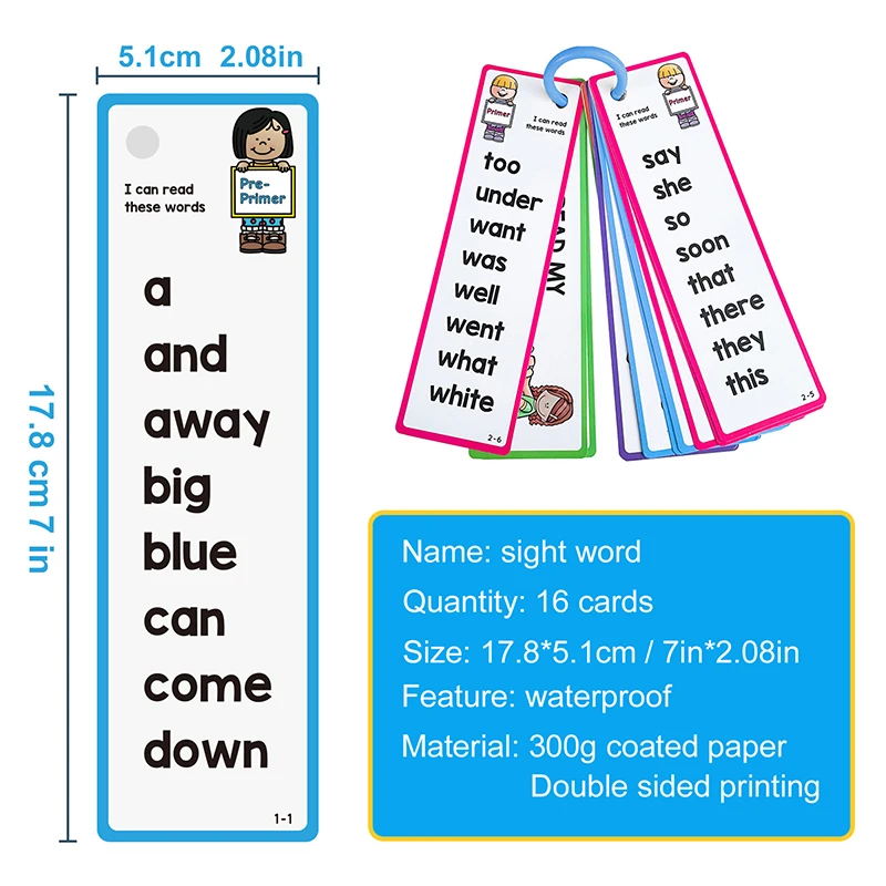 220 Sight Words Flashcards, High Frequency 220 Words, Beginning Reading, Kindergarten To 1st Grade, ESL Teaching Materials