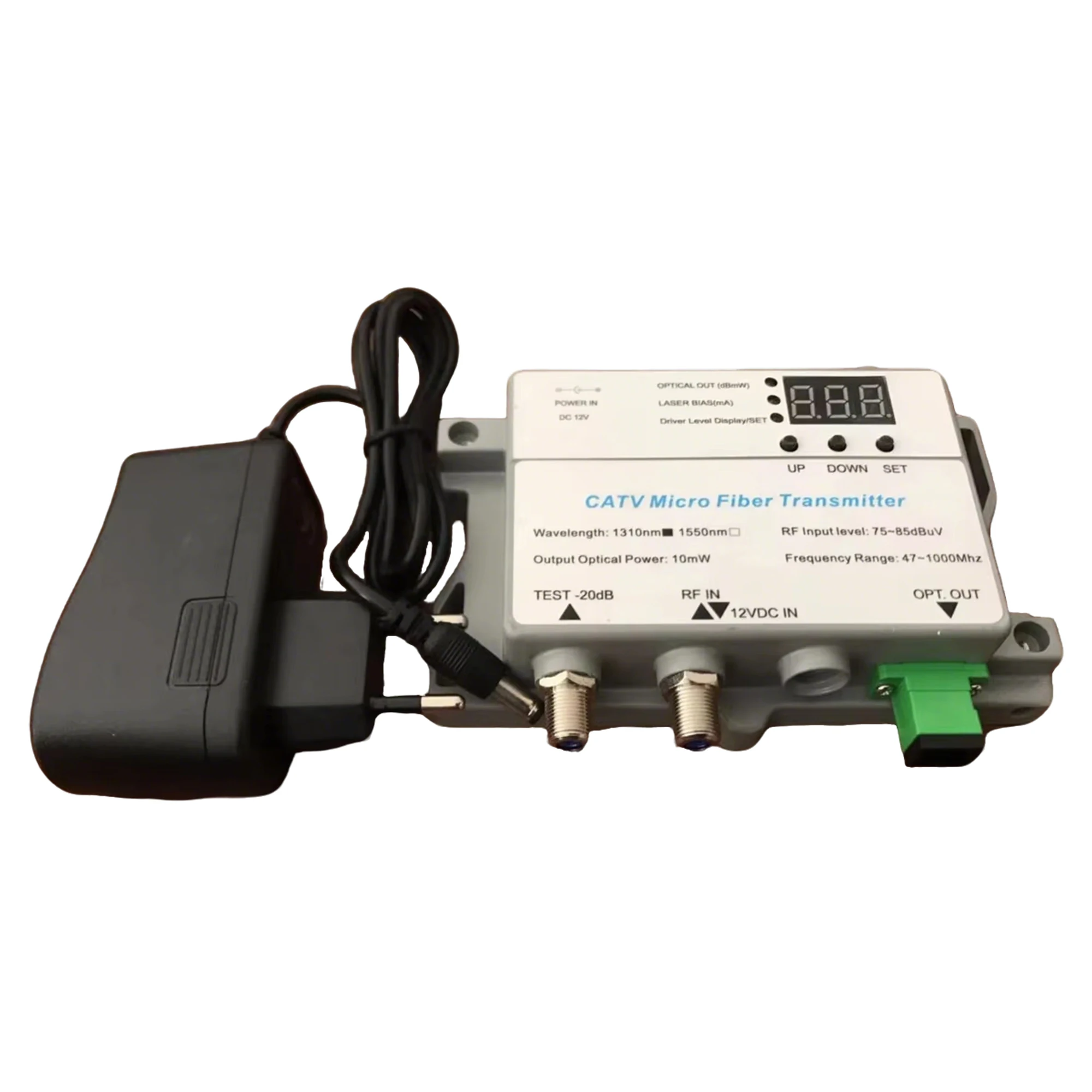 

Оптический передатчик CATV от RF до волокна 10 мВт FTTH 12 В постоянного тока 1310 нм 1550 нм CATV с SC APC FTTH Оптический передатчик волоконно-оптический инструмент