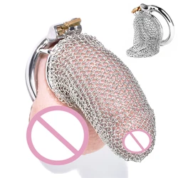 Hollow Mesh Cock Cage Stainless Steel Male Metal Chastity Belt Erotic Bondage Chastity Cage Penis Ring Lock BDSM Sex Toy For Men