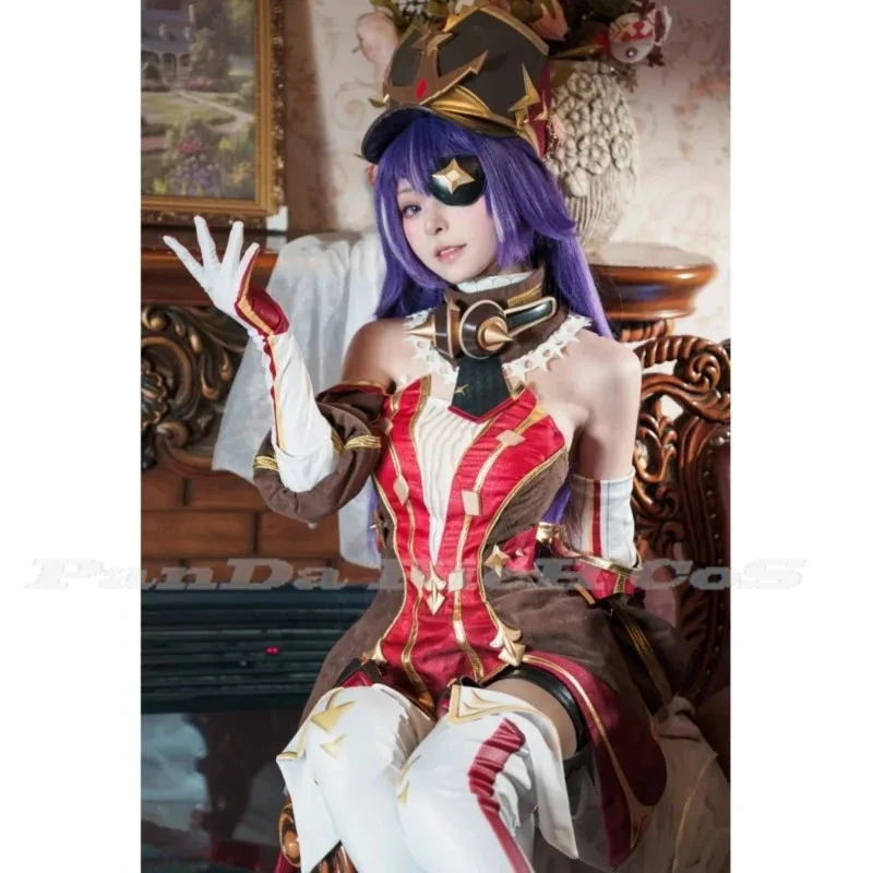 Juego de Anime Genshin Impact Chevreuse Fontaine, disfraz especial de patrulla de seguridad y vigilancia, ropa, uniforme, peluca Shoesa