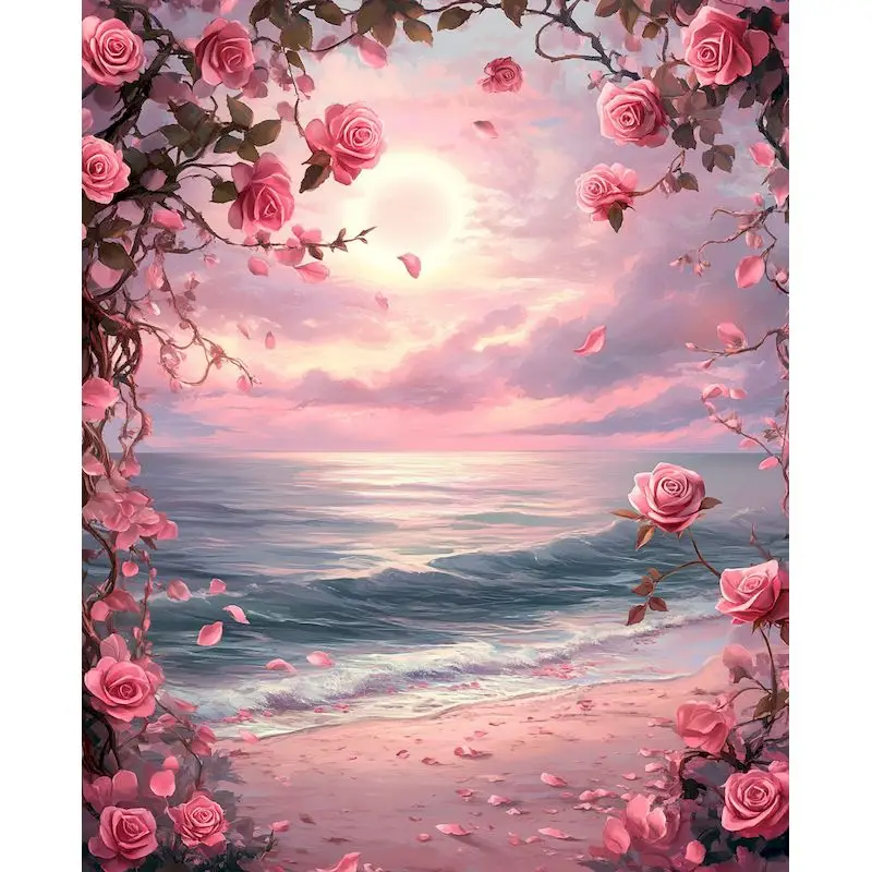 

GATYZTORY Oil Painting By Numbers On Canvas Pink Landscape Coloring By Numbers For Adults Gift For Handiwork Home Decor Artwork