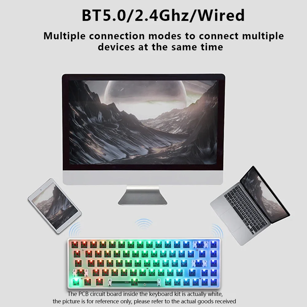 GKS68 Hot Swap dostosowane RGB zestaw klawiatury mechanicznej 2.4G bezprzewodowy Bluetooth 3 obsługa trybu cherry przełączniki mx laptop do gier