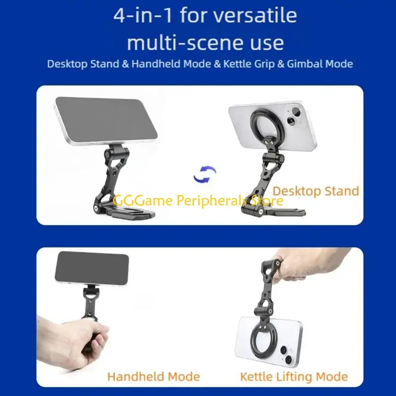 U55B Metal Desktop Phone Stand Holder Base Foldable Structure For Video Calls And Photography Home Entertainment Use