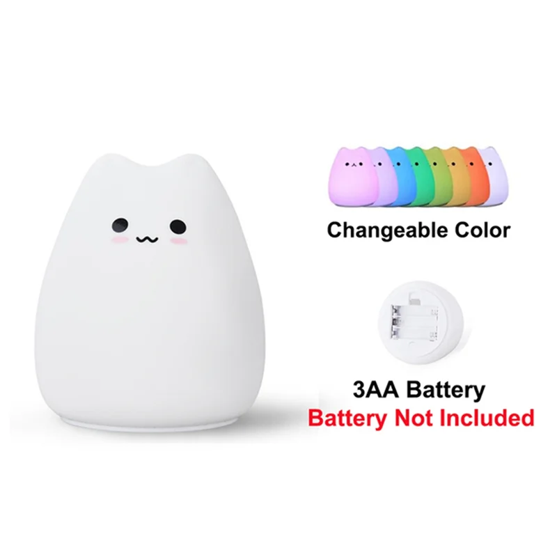 

ABPQ-Mini Cat Night Light Cartoon 7 Colors Sleep Lamp Touch Table Lamp Home Bedroom Decoration