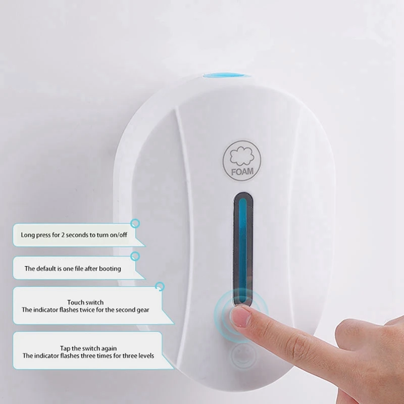 Dispensador automático de jabón líquido, máquina de lavado de manos de espuma con Sensor táctil, pulverizador de pared, 550Ml