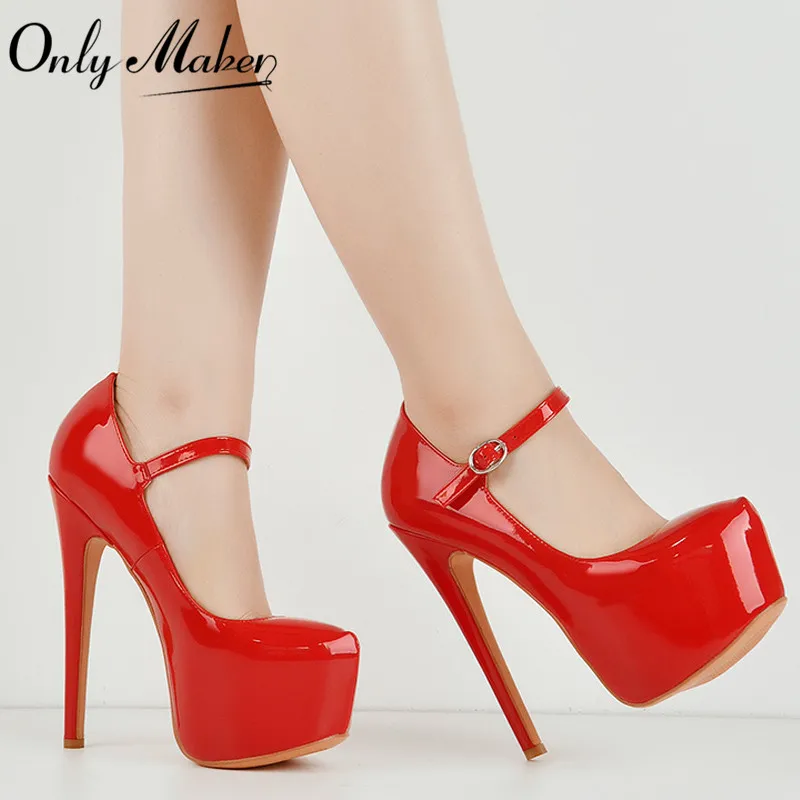 Onlymaker Womens Mary Jane Stiletto Pumps Fashion Ankle Strap Platform High Heel Party Dress Heels