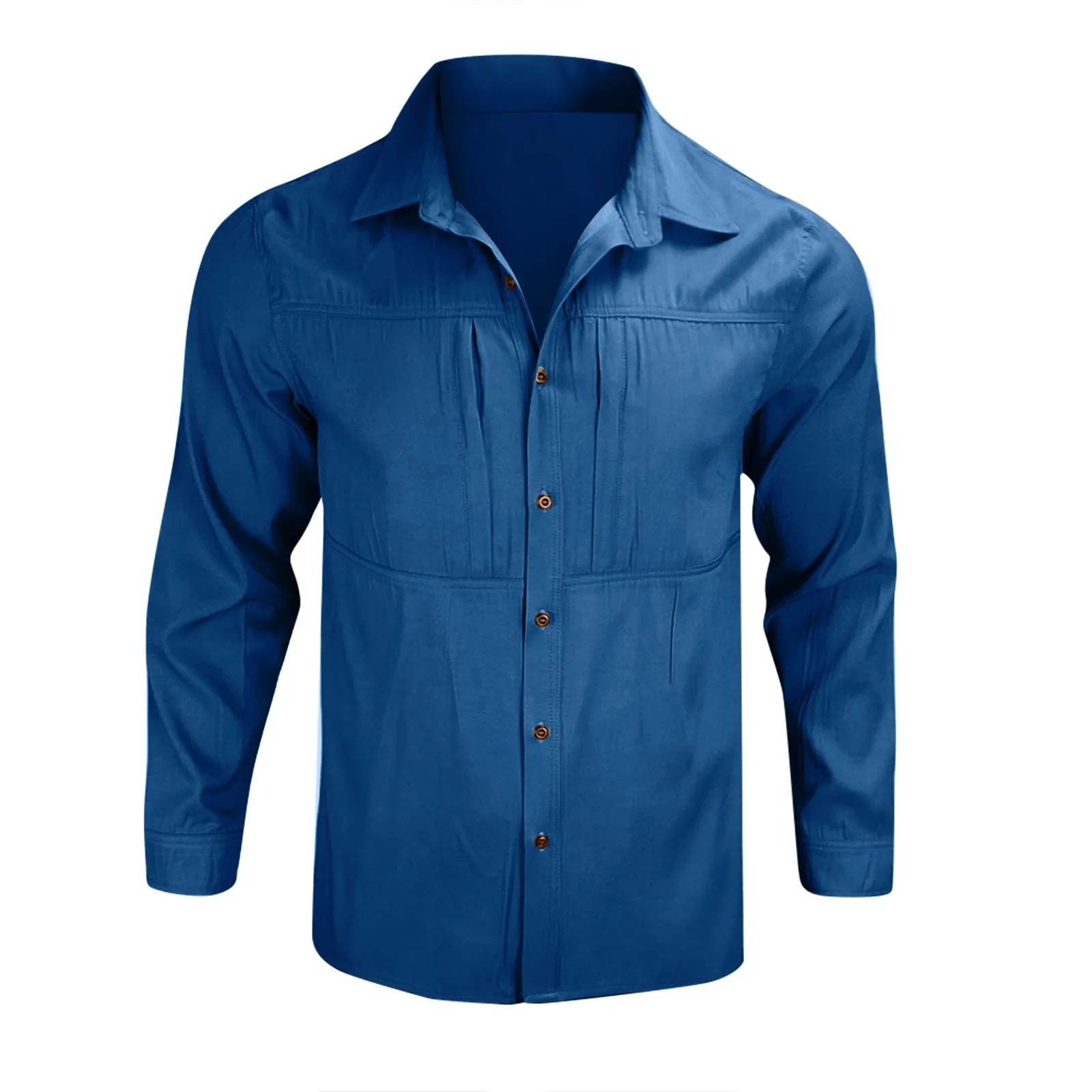Slim Fit Denim Collared Shirt Casual Long Sleeve Pure Color Outerwear Men's Spring Autumn New Style Trendy Male Fashion Shirt