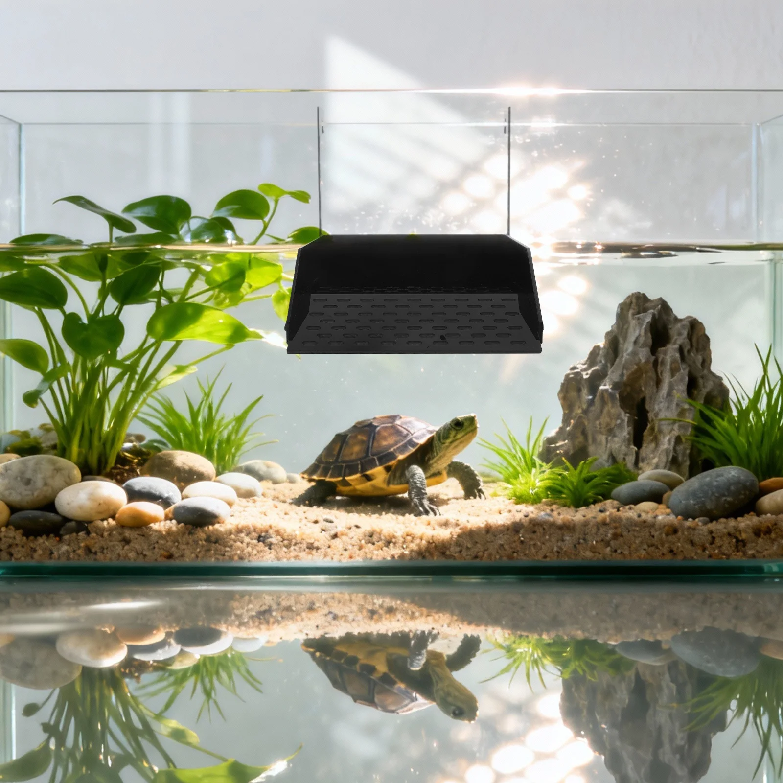

Large Hanging Turtle Basking Platform Thick Acrylic 0.4 Inch with Built-in Ramp for Aquarium Tanks Floating Dock for Turtles